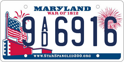 MD license plate 9AD6916