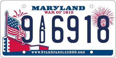 MD license plate 9AD6918