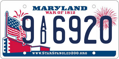 MD license plate 9AD6920