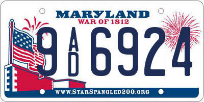 MD license plate 9AD6924