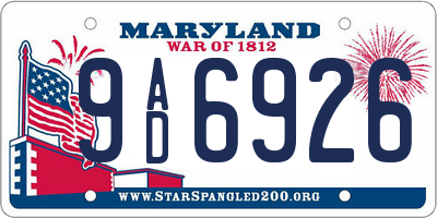 MD license plate 9AD6926