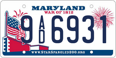 MD license plate 9AD6931