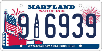 MD license plate 9AD6939