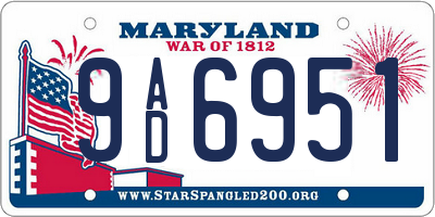 MD license plate 9AD6951