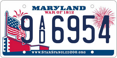 MD license plate 9AD6954