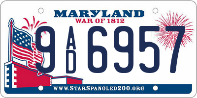 MD license plate 9AD6957
