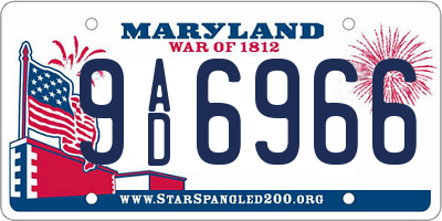 MD license plate 9AD6966