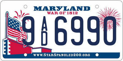 MD license plate 9AD6990