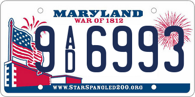 MD license plate 9AD6993
