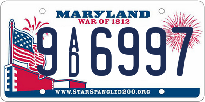 MD license plate 9AD6997