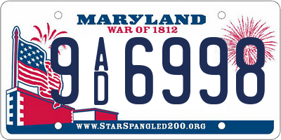 MD license plate 9AD6998