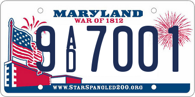MD license plate 9AD7001