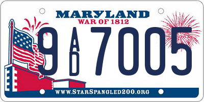 MD license plate 9AD7005
