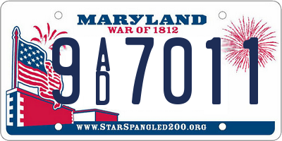 MD license plate 9AD7011