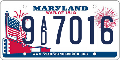 MD license plate 9AD7016