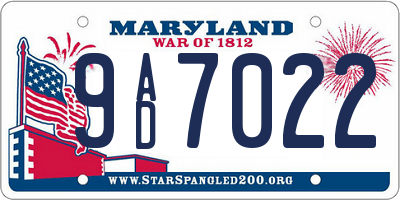 MD license plate 9AD7022