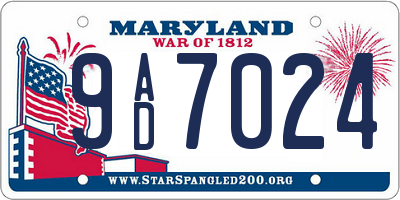 MD license plate 9AD7024