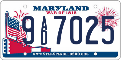 MD license plate 9AD7025