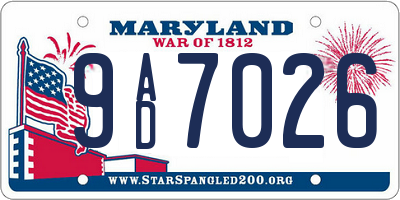 MD license plate 9AD7026