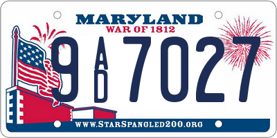 MD license plate 9AD7027
