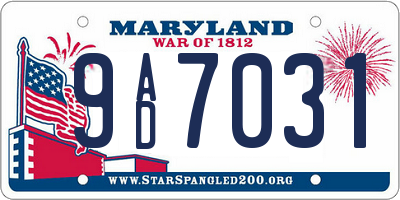 MD license plate 9AD7031