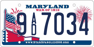 MD license plate 9AD7034