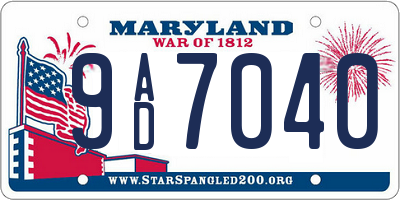 MD license plate 9AD7040