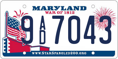 MD license plate 9AD7043