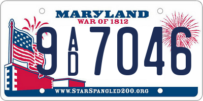 MD license plate 9AD7046