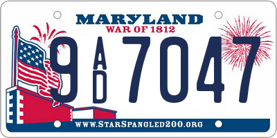 MD license plate 9AD7047