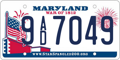 MD license plate 9AD7049