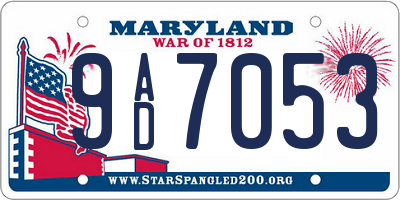 MD license plate 9AD7053