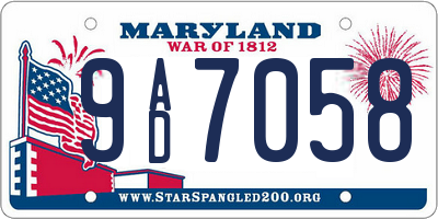 MD license plate 9AD7058