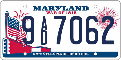 MD license plate 9AD7062