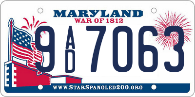 MD license plate 9AD7063