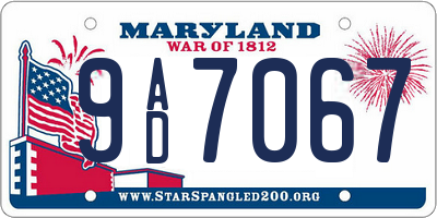 MD license plate 9AD7067