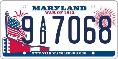 MD license plate 9AD7068