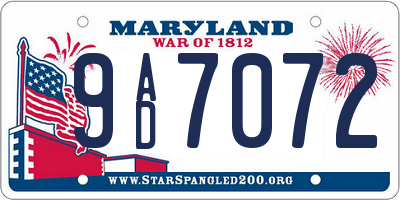 MD license plate 9AD7072