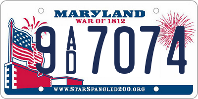 MD license plate 9AD7074