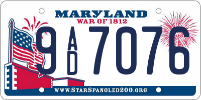 MD license plate 9AD7076