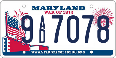 MD license plate 9AD7078