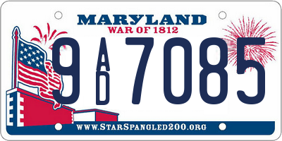 MD license plate 9AD7085