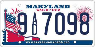MD license plate 9AD7098