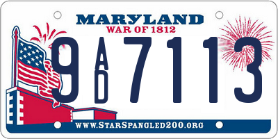 MD license plate 9AD7113
