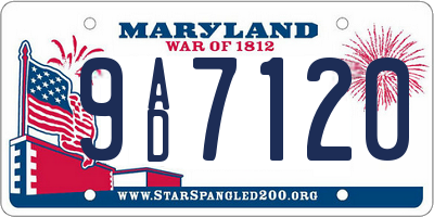 MD license plate 9AD7120