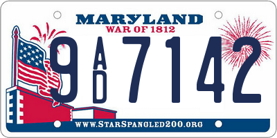 MD license plate 9AD7142