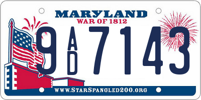 MD license plate 9AD7143