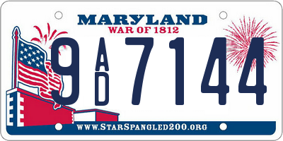 MD license plate 9AD7144