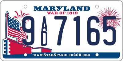 MD license plate 9AD7165