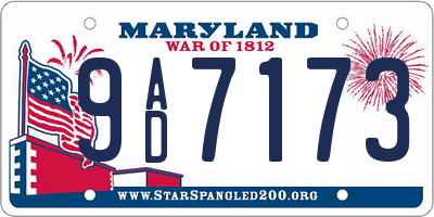 MD license plate 9AD7173
